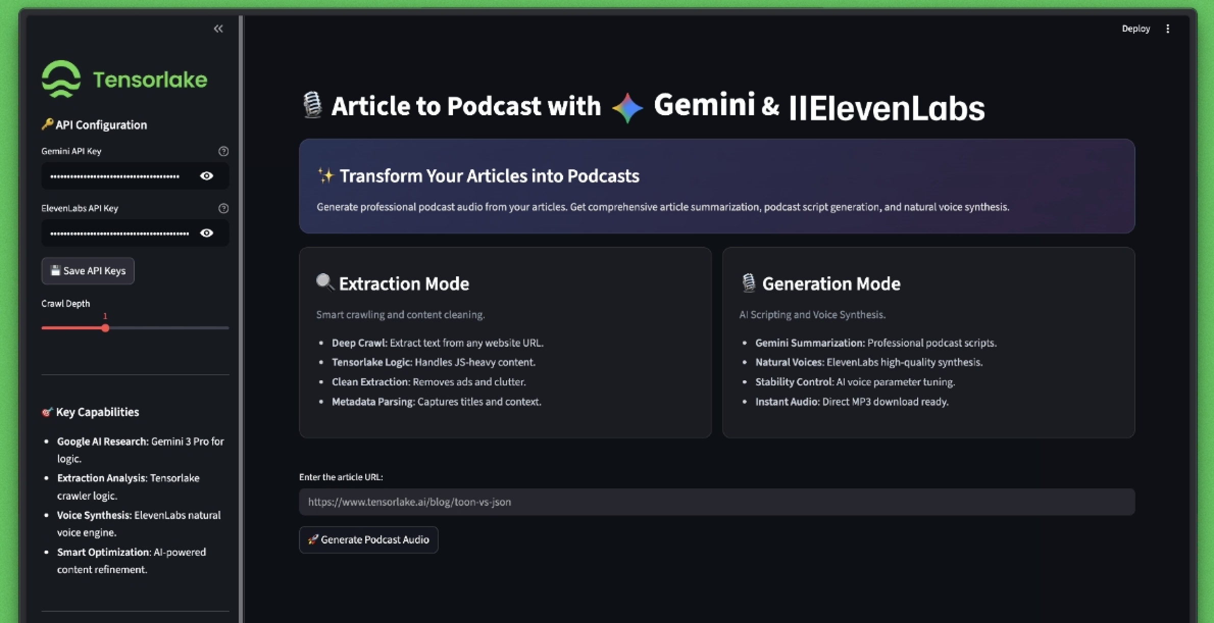 Streamlit UI interface 1