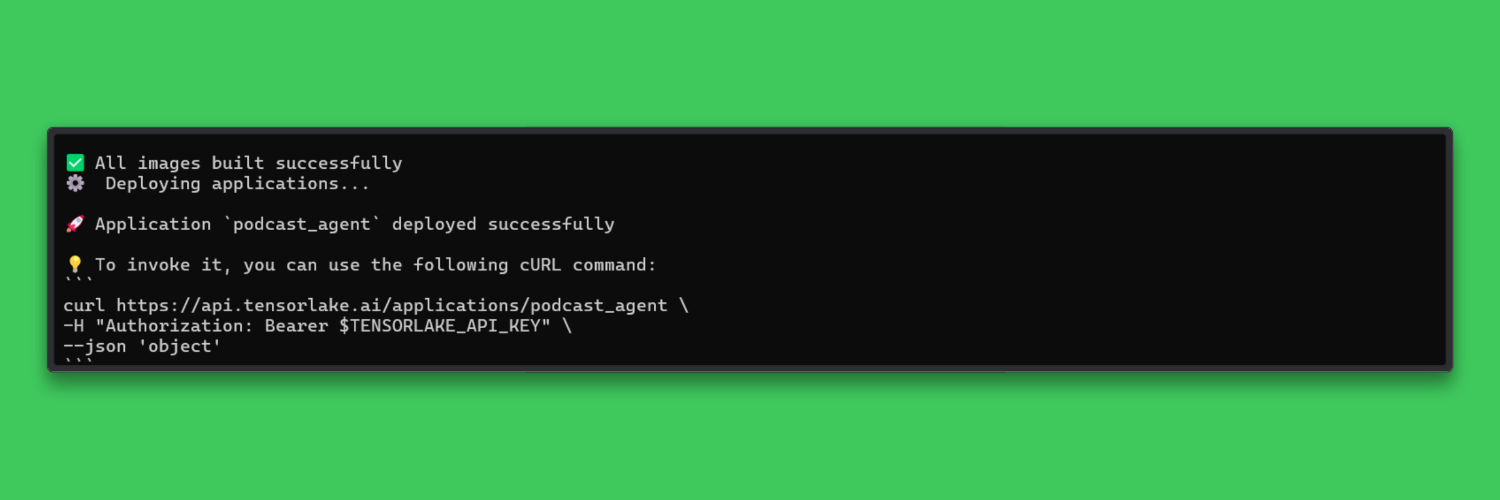 Tensorlake Deployment successful