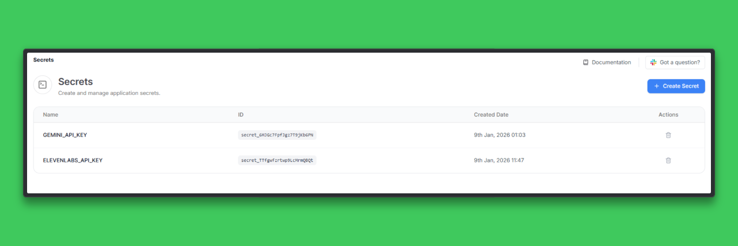Tensorlake Secrets configuration